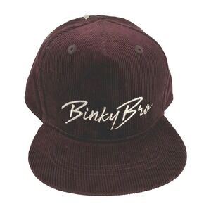 Binky Bro Infant Burgundy Corduroy Snapback Hat Script Logo Flat Brim Cap Skater